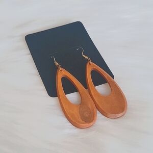 Teardrop Shaped Wooden Earrings